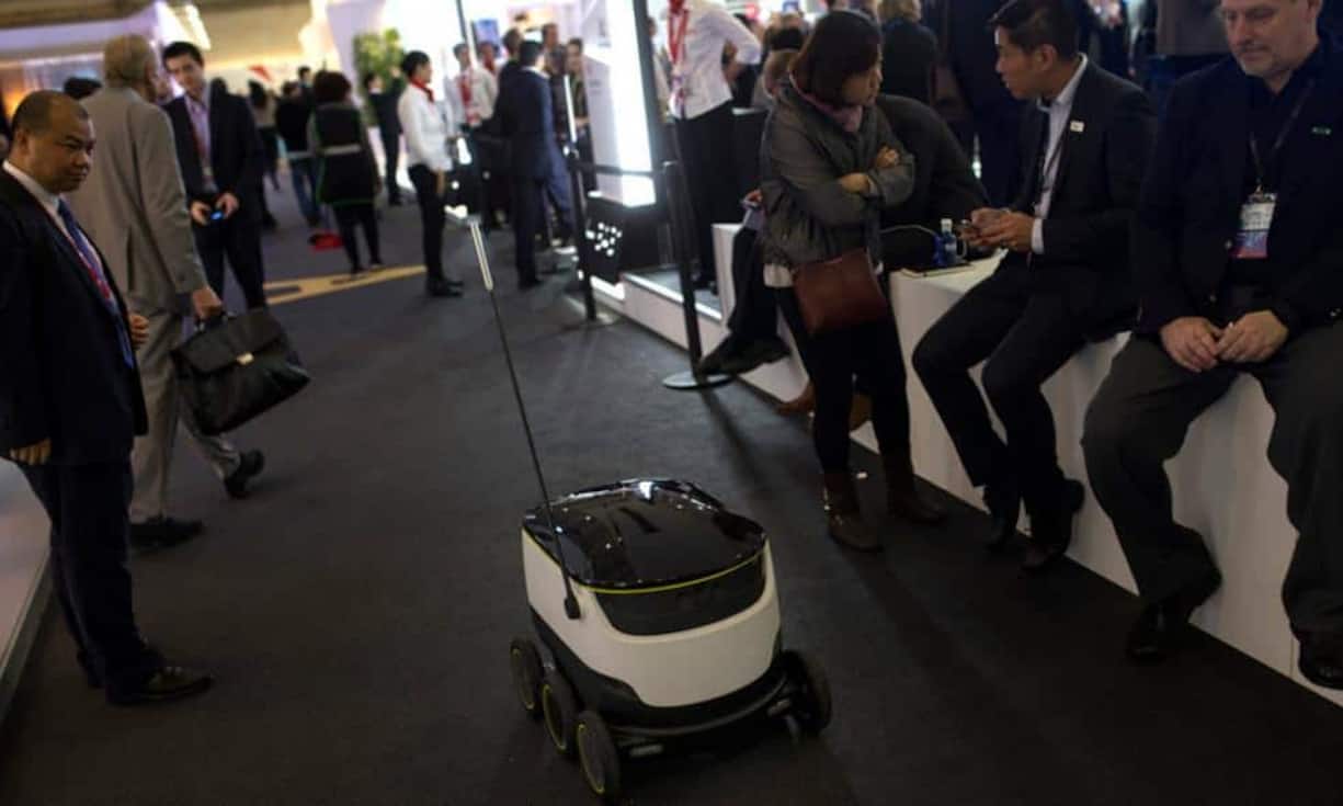 Dieser Lieferungs-Roboter sorgte an der Messe für Aufmerksamkeit.