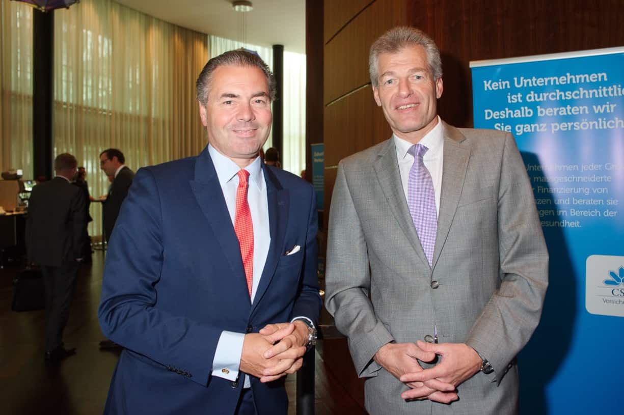 Eric G. Sarasin, Präsident der Handelskammer Deutschland-Schweiz; Heinz Karrer, Präsident economiesuisse. Bilder: Markus Senn