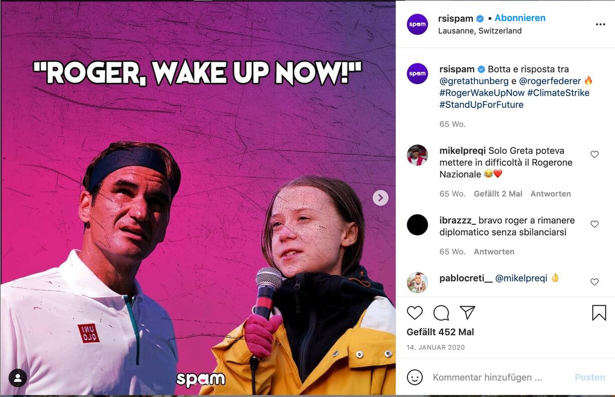 Klimajugend vs. Roger Federer