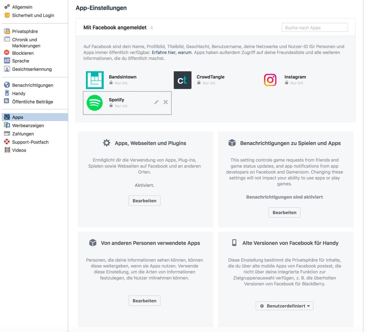 Facebook Einstellungen