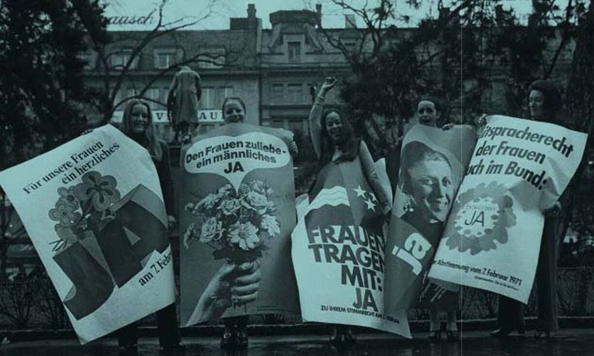 1971 Kampagne fürs Frauenstimmrecht: Vorher waren den Frauen viele Berufe verwehrt.
