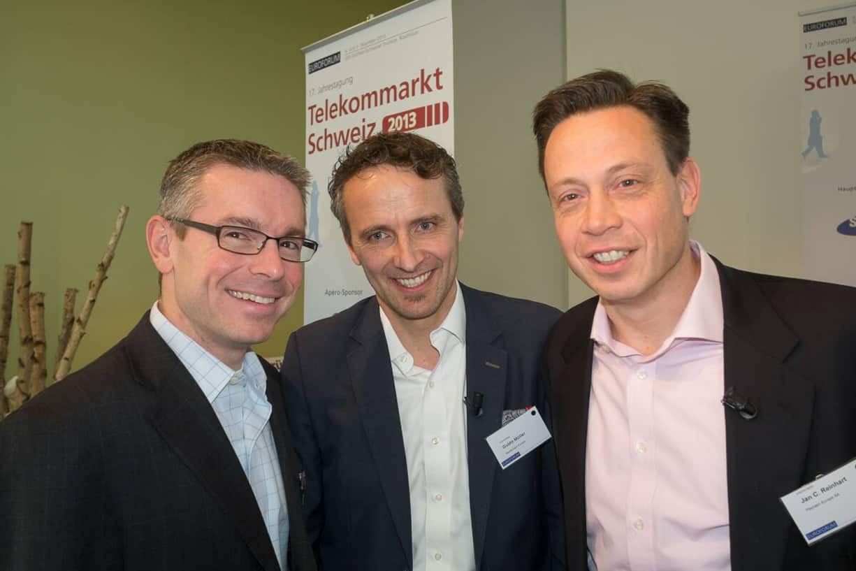 Matthew Glotzbach, Europachef, YouTube; Guido Müller, Country Manager Switzerland, MasterCard Europe; Jan C. Reinhart, Chairman, Paycash Europe SA