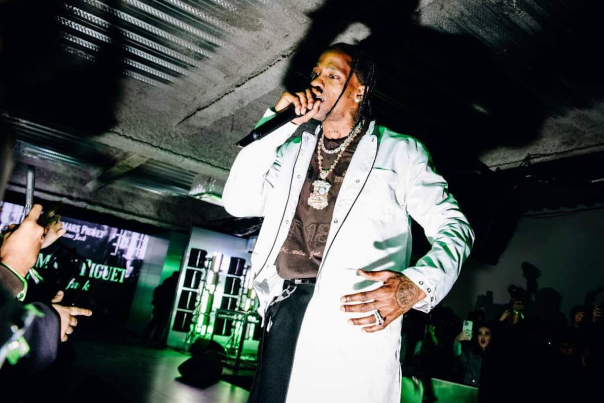 Travis Scott bei der Audemars Piguet Party in New York (im November 2023), wo die Collaboration von AP und Travis Scotts Label gefeiert wurde.
