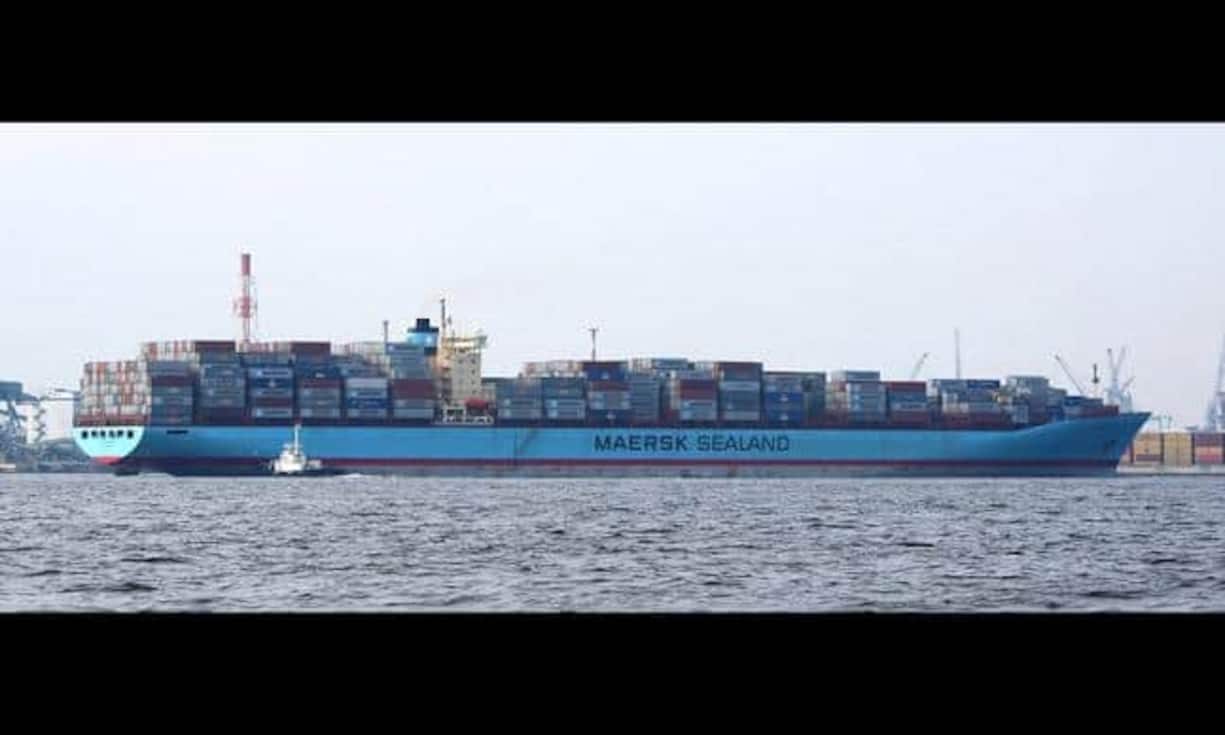 Sovereign Mærsk: Ablieferung 1997, Kapazität 8200 TEU. Yennen-Gas/CC/wikimedia