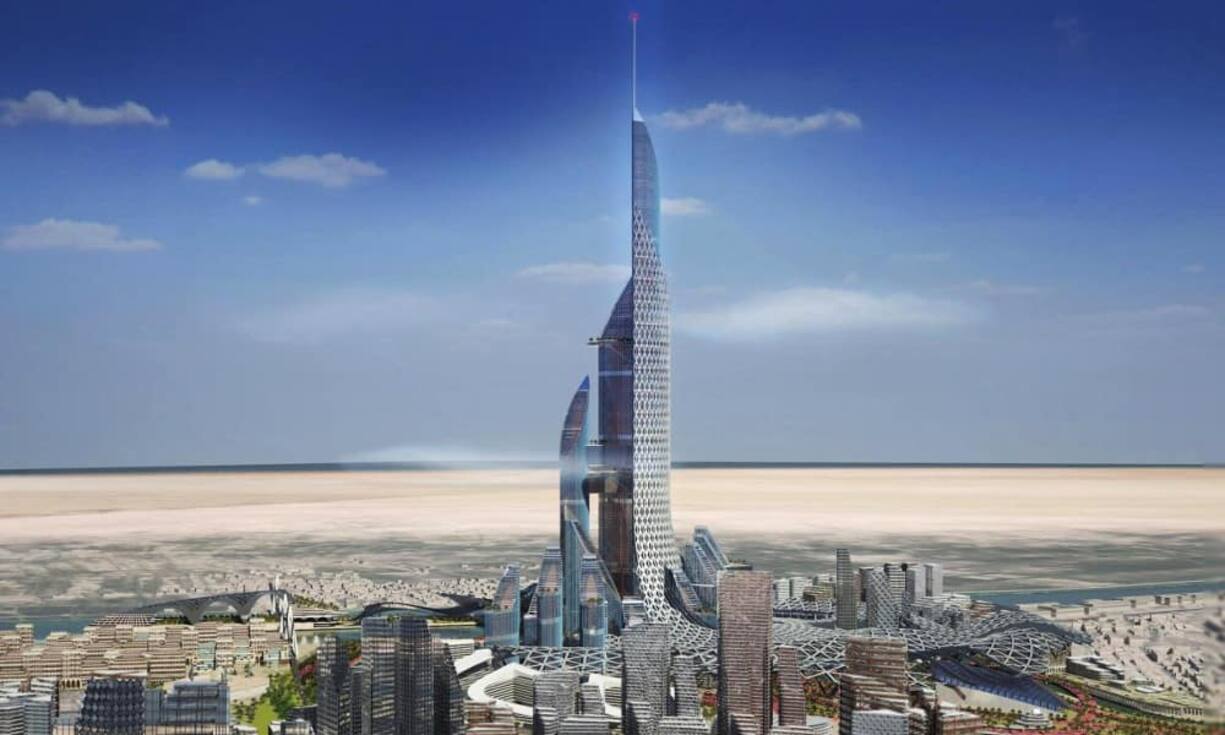 Bis 2026 soll im Iraq der Wolkenkratzer «The Bride» (die Braut) entstehen, der zudem einen Schleier aus Solarzellenkollektoren erhalten soll. Damit wird sich das  Konstrukt dann komplett selbst versorgen können. Es soll etwa 1152 Meter in die Luft ragen sowie Parks, Büros, Restaurant und sogar ein Schienenverkehrssystem umfassen. AMBS Architects