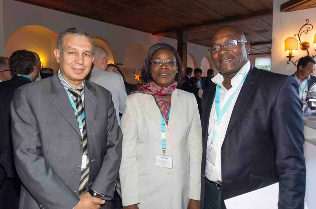 Hedi Melliti, General Manager, Sotuchoc, Tunesien; Solange N'Guessan, Vice President, Comité Café Cacao, Elfenbeinküste; Jean-Ponce Assi, Generalsekretär, SACO, Elfenbeinküste