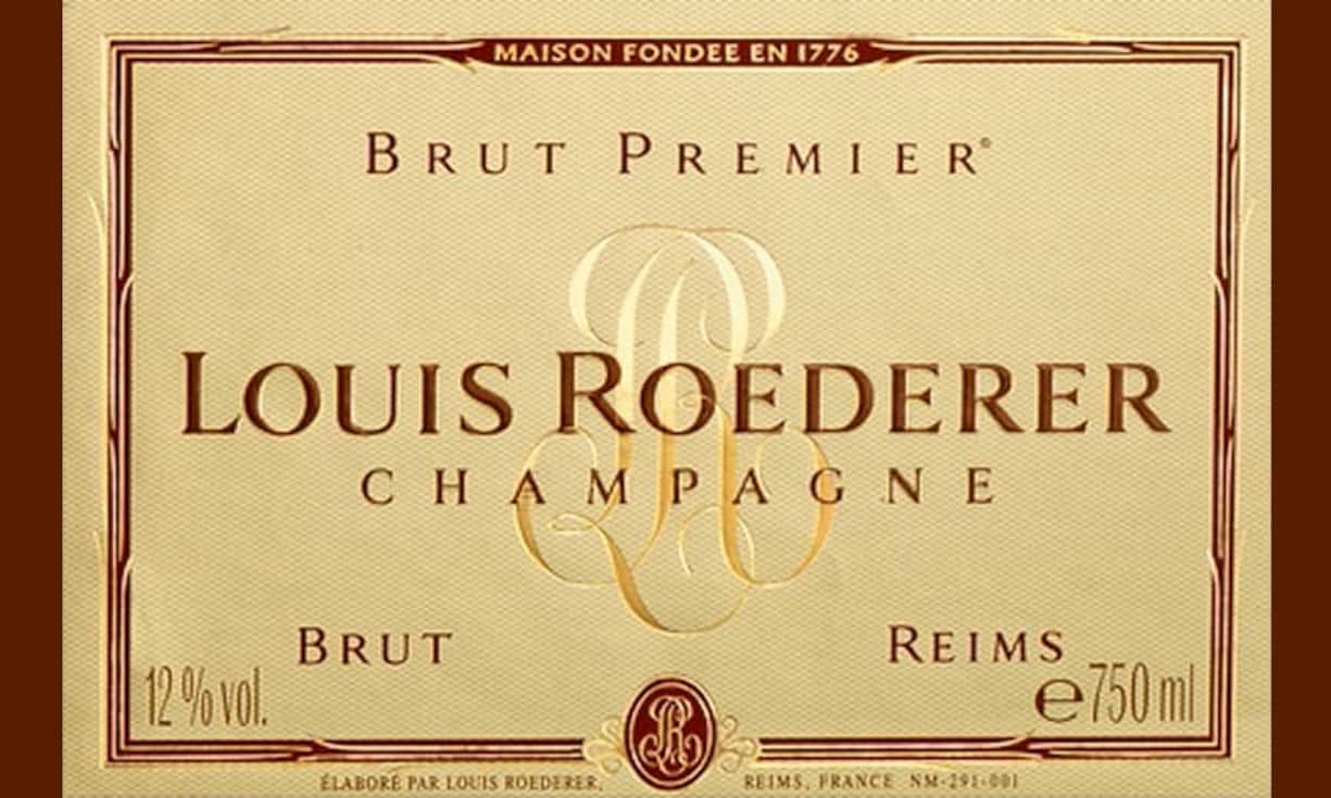 Louis Roderer Brut Premier. Dieser Wein besteht aus 40 Prozent Pinot Noir, 40 Prozent Chardonnay und 20 Prozent Pinot Meunier. Sein Erscheinungsbild ist brilliant. Sein Bouquet von Aromen frischer Früchte, von Gebäck und von warmen Brioches begleitet den frischen, runden, ausdauernden und von strukturierter Vinosität geprägten Geschmack.