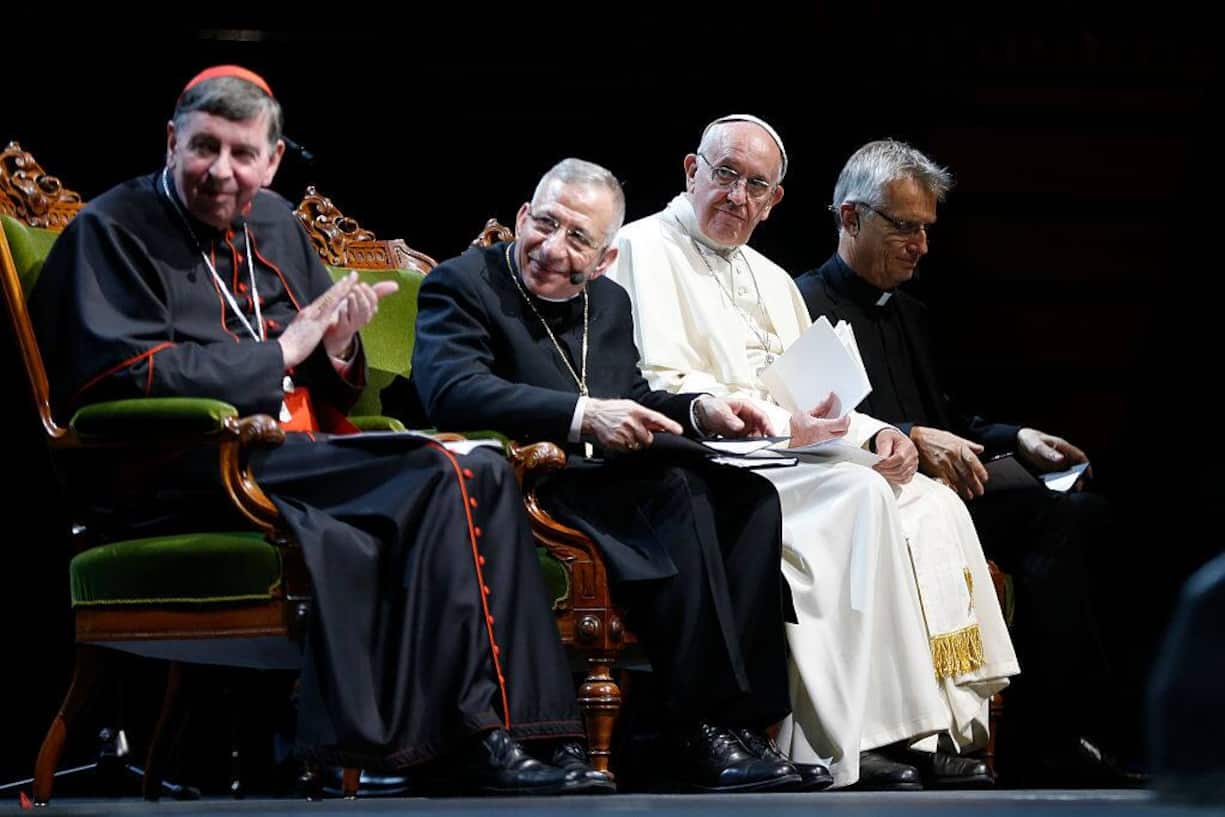 Kurt Koch (links) und Papst Franziskus (in Weiss) beim Reformationsgedenken