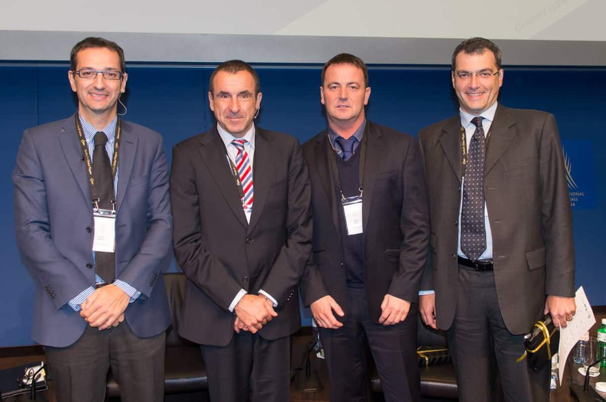 Ivan Bravo, Aspire Academy; Fritz Schmid, Purecoaching; Neil Bath, Chelsea Football Club; Damien Comolli, ehemaliger Sportdirektor