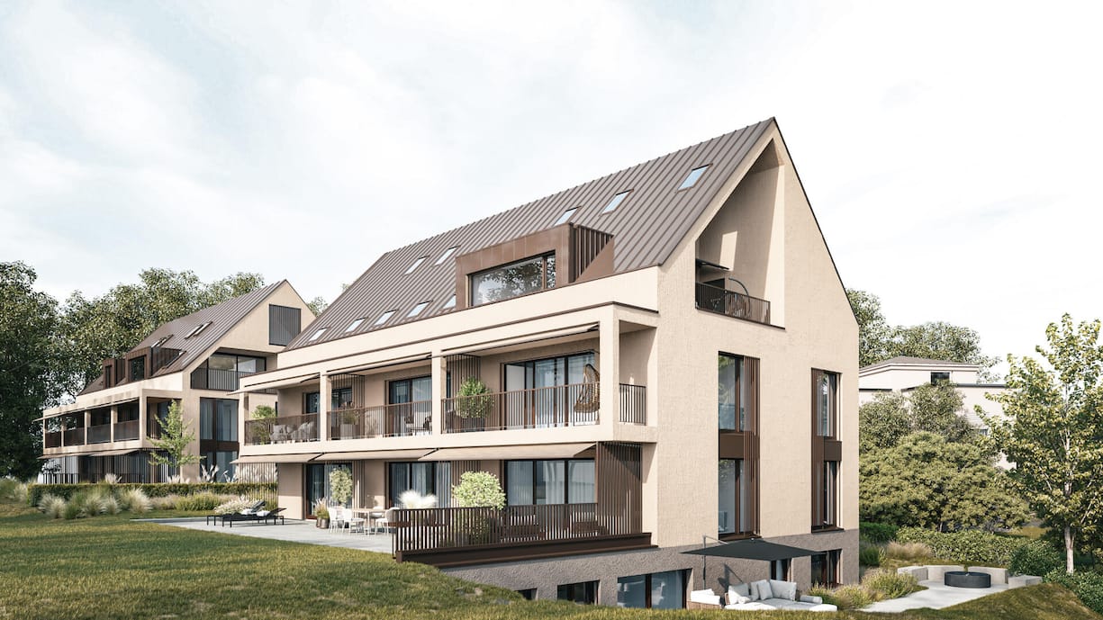 Die Eigentumswohnungen sollen im Sommer 2027 fertig sein. (Visualisierung)