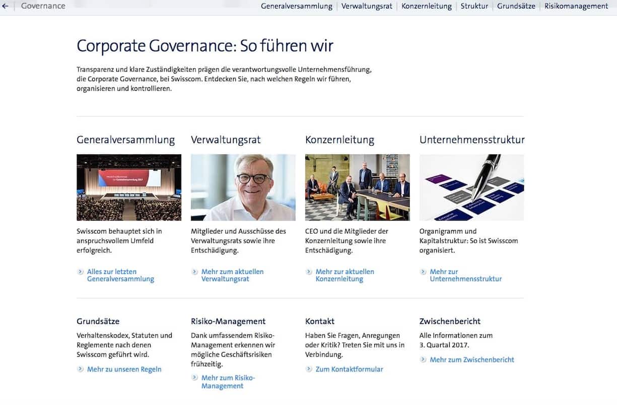 Webseite Swisscom