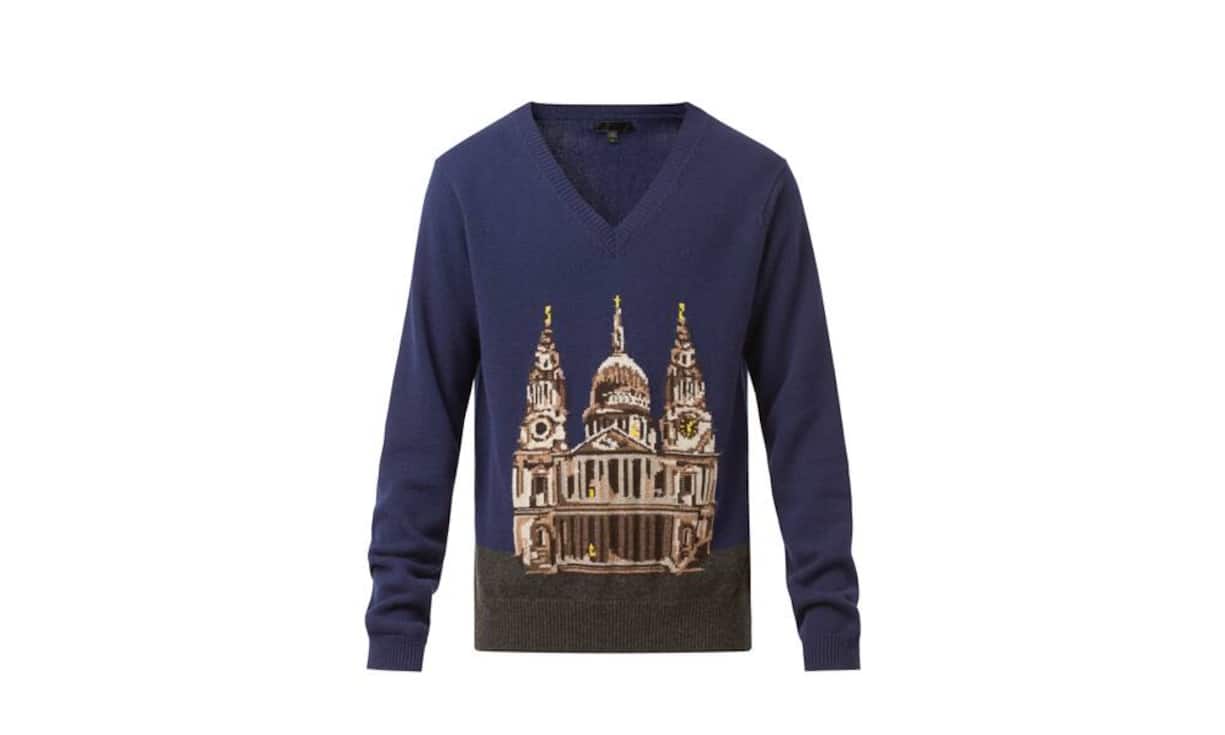 Ausgefallen: Burberry Prorsum
Ein anschmiegsames modisches Statement für London-Liebhaber ist der Pullover aus Kaschmir von Burberry mit der St. Pauls Kathedrale als Motiv. Preis 1495 Franken