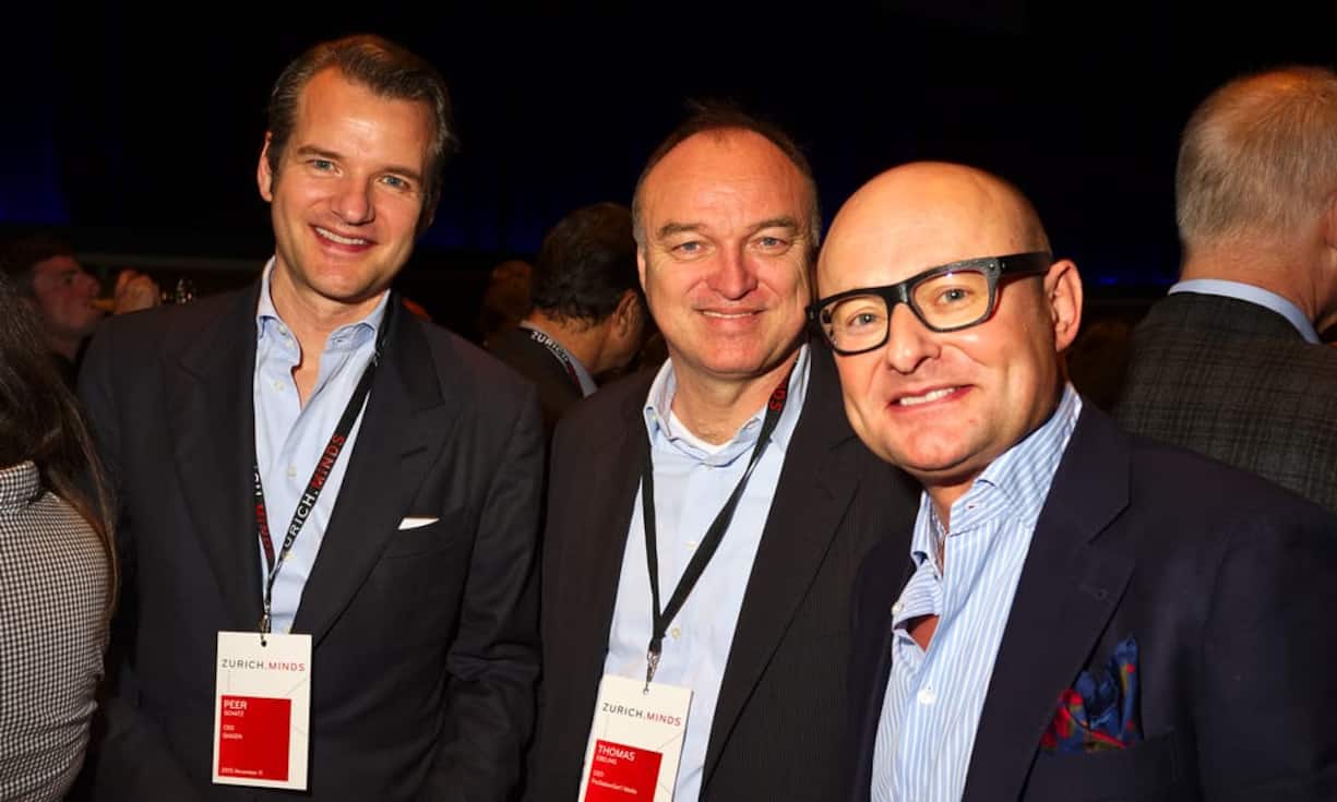 Peer Schatz, CEO, Qiagen;
Thomas Ebeling, CEO, ProSiebenSat.1 Media;
Georges Kern, CEO, IWC Schaffhausen (v.l.)