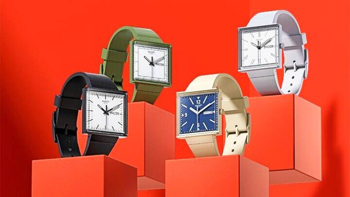 «What if»-Kollektion von Swatch: Dezente Farben in vier Ausführungen.