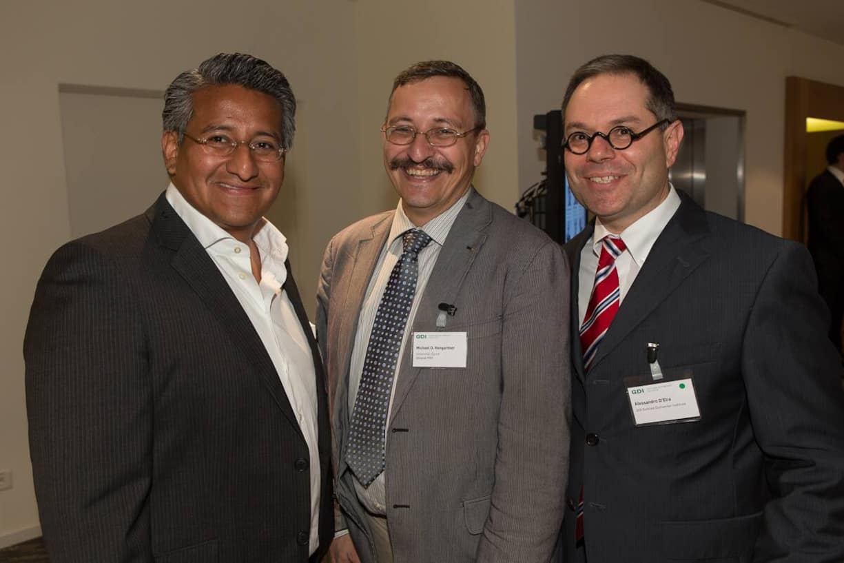 Philip Lorenz Kramer, Excellence Foundation Zurich; Michael O. Hengartner, Dekan MNF, Uni Zürich; Alessandro D'Elia, Gottlieb Duttweiler Institut