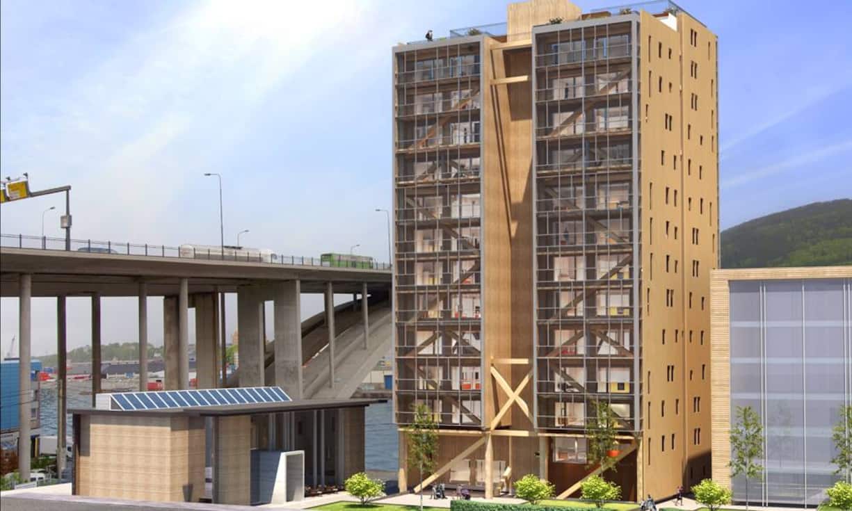 Mit 49 Metern Höhe holte 2014 ein Wohnhaus im norwegischen Bergen den Rekord. Das Gebäude könnte zum Vorreiter einer ganzen Generation von Bauten werden.
Artec