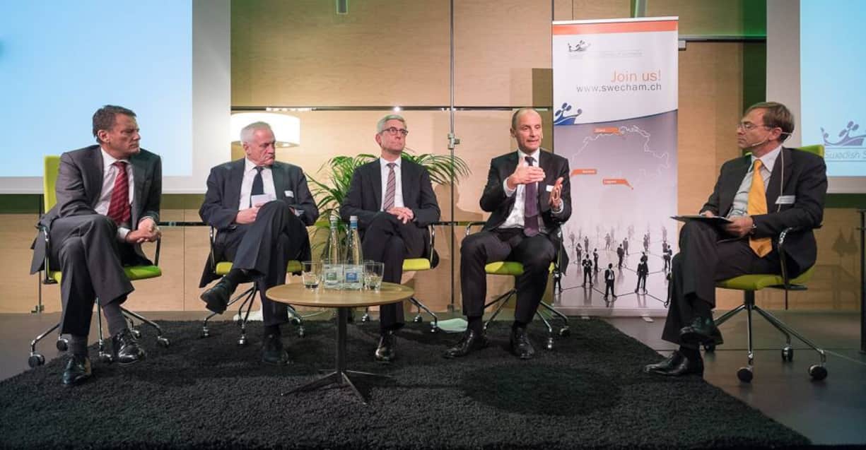 Paneldiskussion mit Carl-Henric Svanberg, Chairman, BP & Volvo Group; Walter Steinmann, Bundesamt für Energie; Ulrich Spiesshofer, CEO, ABB; Pierre-Alain Graf, CEO, Swissgrid;  Roberto Bocca, Moderator; WEF (Head of Energy Industries)
