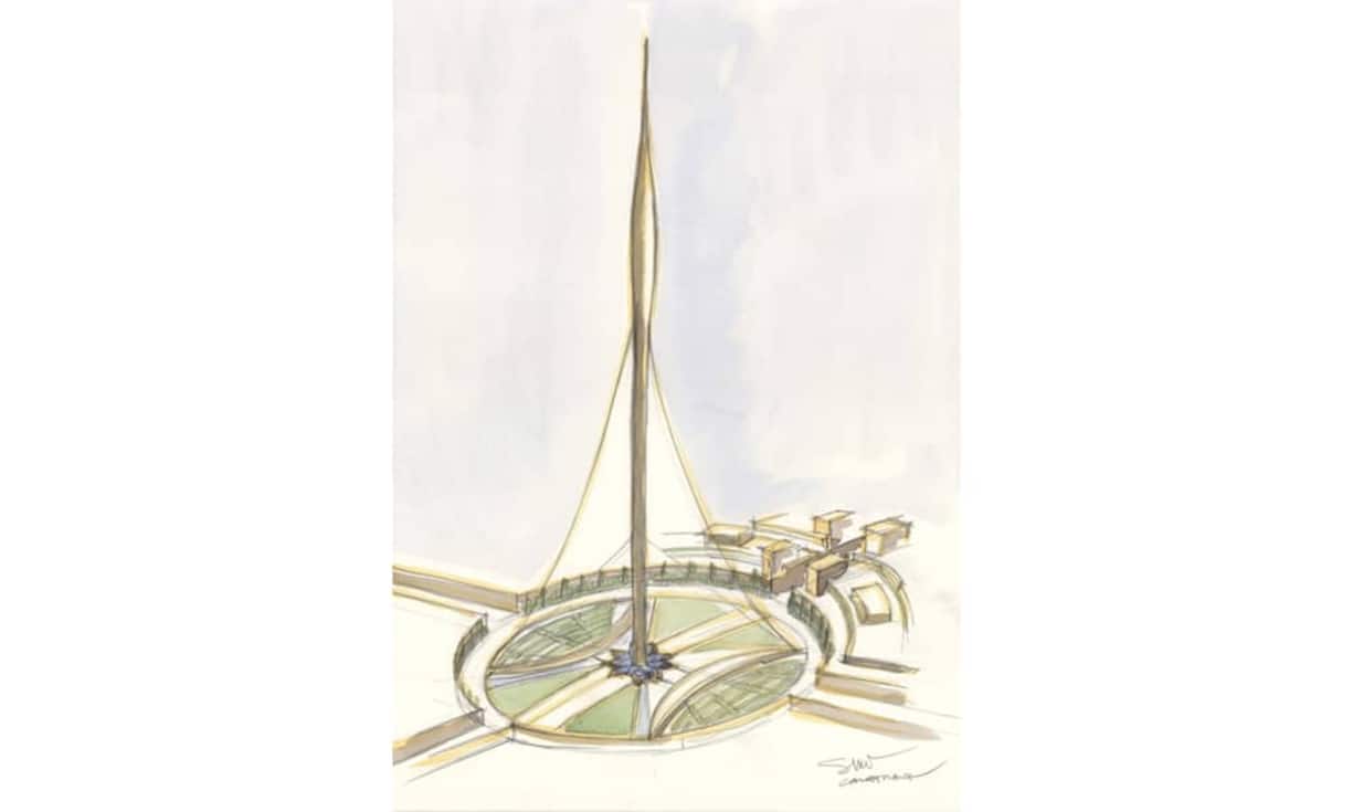 Beim Design liess sich der Architekt von der Form einer Lilie inspirieren und die schmale, hohe Silhouette erinnert an ein Minarett.