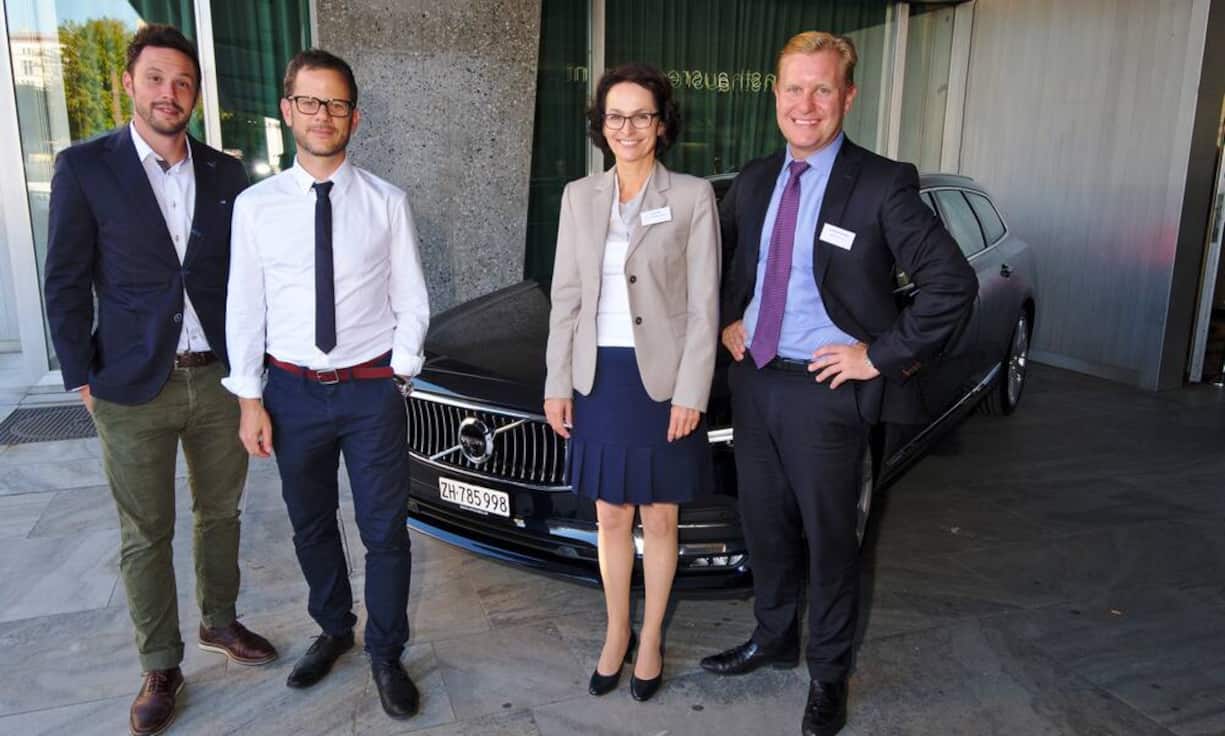 Simon Krappl, Director Marketing Communications & PR, Volvo Car Switzerland AG;
Sascha Heiniger, Director Corporate & Brand Communication, Volva Car Switzerland AG;
Lilo Prins, Event Manager, Volvo Car Switzerland AG;
Johan Mannerberg, Nordea Bank SA
