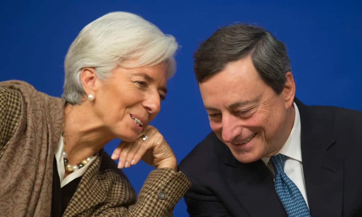 Christine Lagarde und Mario DraghiMit der IWF-Direktorin Lagarde und EZB-Präsident Draghi sind auch die Geldpolitiker gut vertreten. Aus diversen Staaten werden dazu die Nationalbankpräsidenten und Notenbanker erwartet.