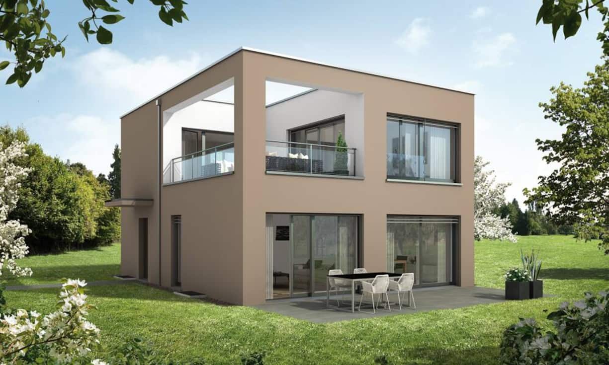 Modell Singolo: Dank einer gradlinigen Architektur sowie einem loftartigen Wohnkonzept mit offenem Bad ist dieses Haus speziell für Singles oder Paare mit etwas mehr Ansprüchen designt.