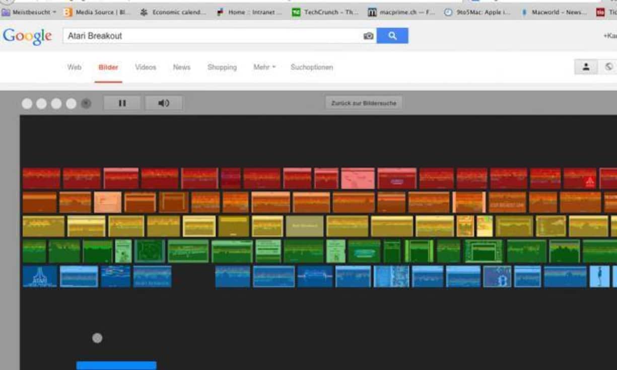 Ablenkung Wer mal eine Pause braucht, kann sich mit dem legendären Atari Breakout die Zeit vertreiben. Einfach den Namen des Spiels bei der Bildersuche von Google eingeben und los geht's.