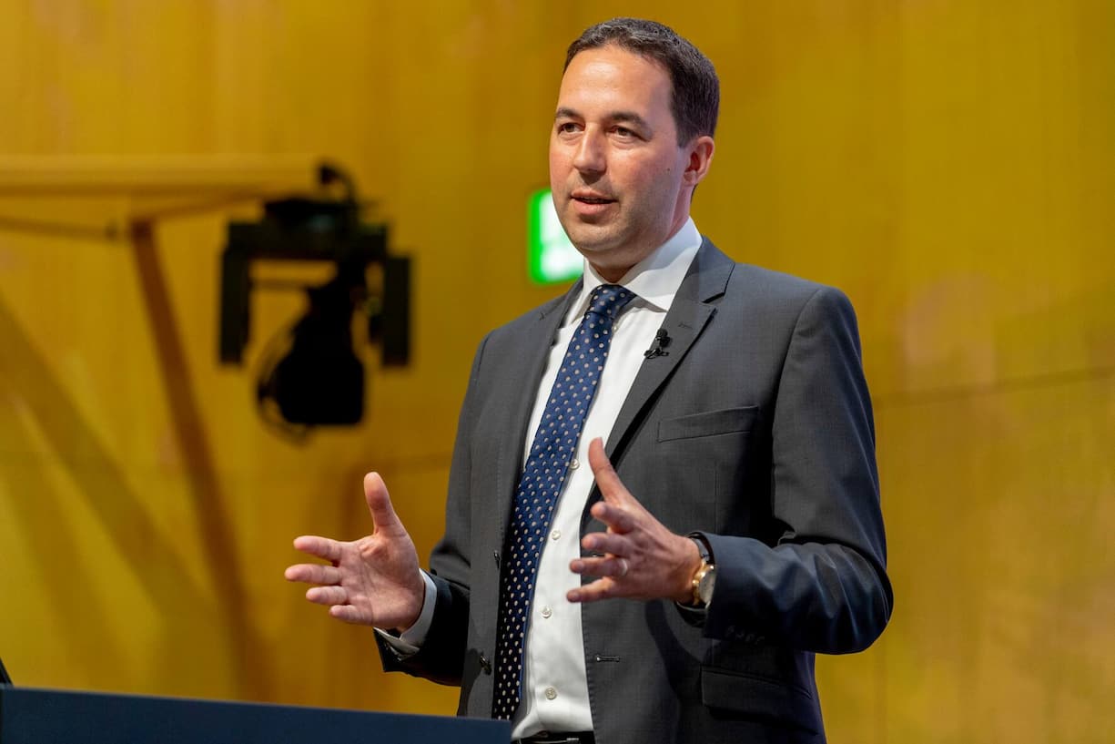 Christian Mumenthaler Group CEO Swiss Re waehrend der Bilanzmedienkonferenz der Swiss Reinsurance Company Ltd (Swiss Re) am Freitag, 3. August 2018, in Zuerich (PPR/Nick Soland)