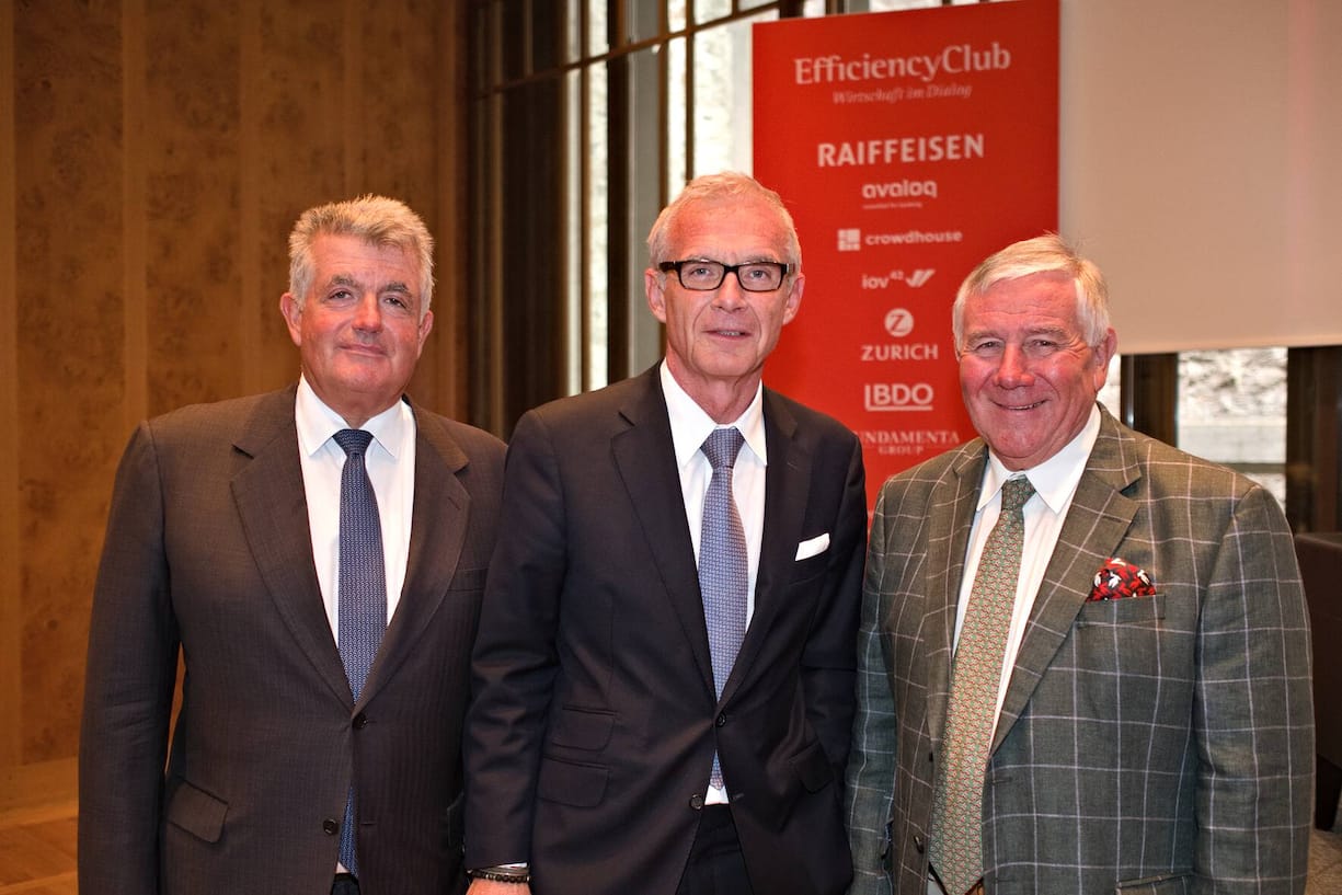 Guido Persterer, Präsident Efficiency Club Zürich; Urs Rohner, VRP Credit Suisse; Janusch Z. Raft, Vizepräsident Efficiency Club Zürich