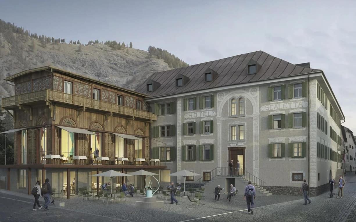 Das Hotel Scaletta in S-chanf GR stand jahrelang leer - nun wird es für 14,5 Millionen Franken saniert.