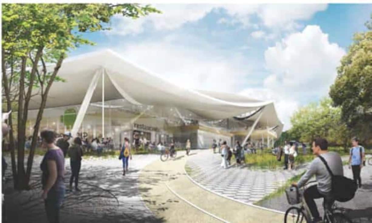 Dieses Bild zeigt den «Green Loop»: Das ist der Name für den Weg, der quer durch das Gebäude führen soll. Die Öffentlichkeit soll ihn nutzen können.