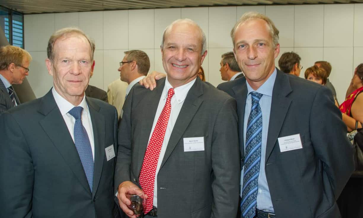 Robert Deillon, CEO, Geneva Airport; Martin Naville, CEO, Swiss-American Chamber of Commerce; Philippe Meyer, Head of International Affairs, Chambre de Commerce, d'Industrie et des Services de Genève