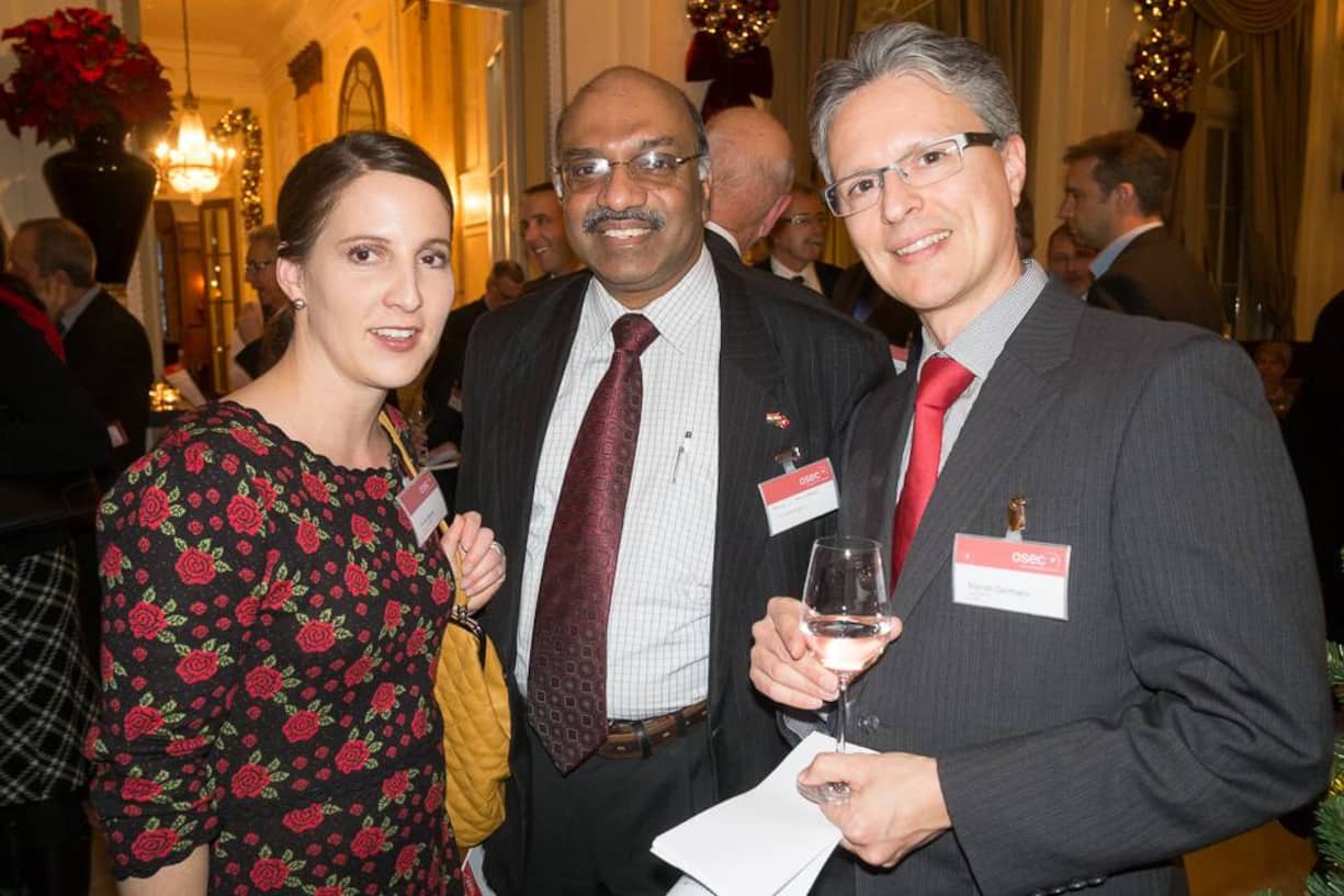 Carina Steiner, Cleantech Switzerland; Arun S. Amirtham, swissmango; Marcel Germann, Osec Zürich