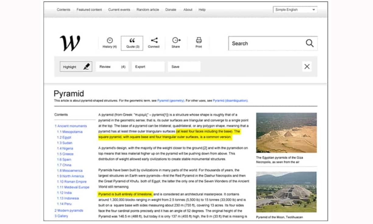 ... enthalten ist in dem Entwurf ein Text-Marker-Tool, um wichtige Passagen in den Wikipedia-Artikeln farblich hervorzuheben. Über ...