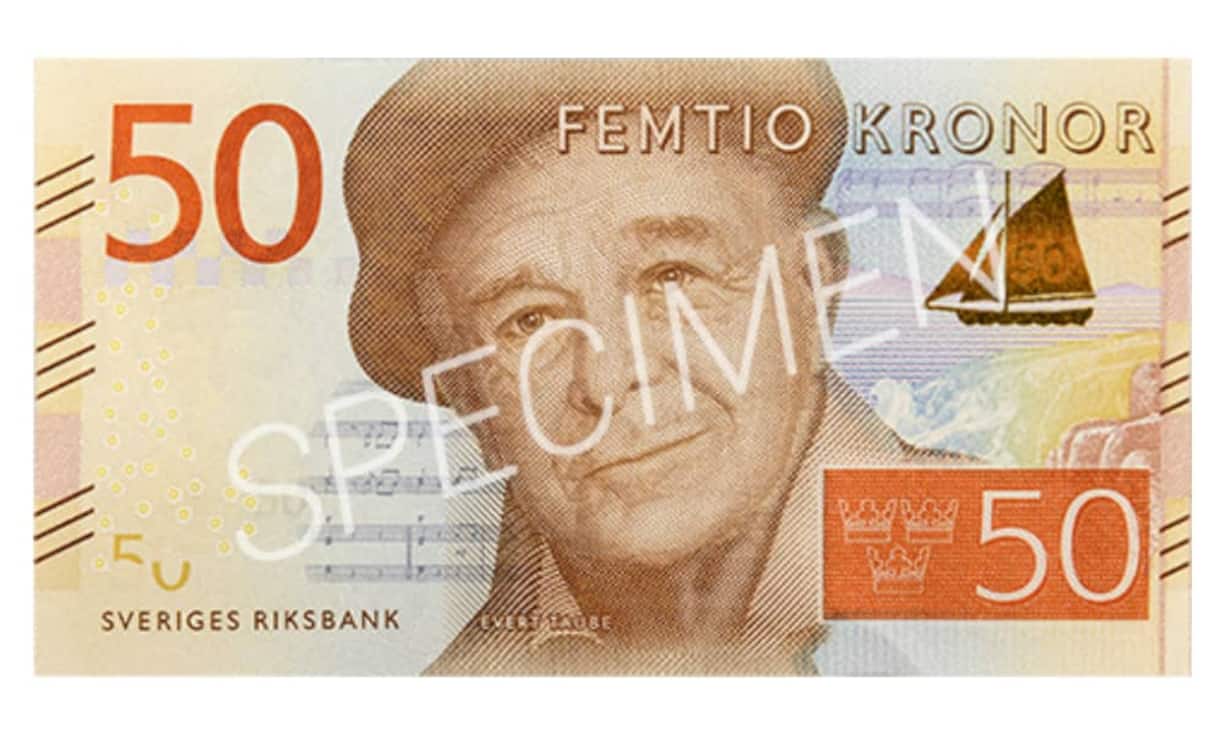 Dichter und Komponist Evert Taube löst auf der 50-Kronen-Note die Opernsängerin Jenny Lind ab.