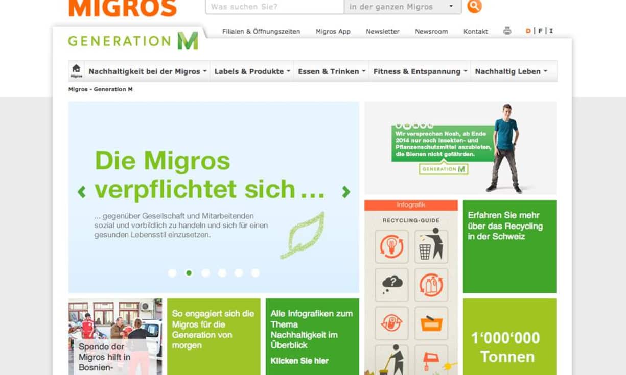Platz 8: Migros (39 Punkte von maximal 100) Laut Studie bieten über die Hälfte der Schweizer Grossunternehmen auf ihrer Website keine ausreichenden Informationen für interessierte Stakeholder an.