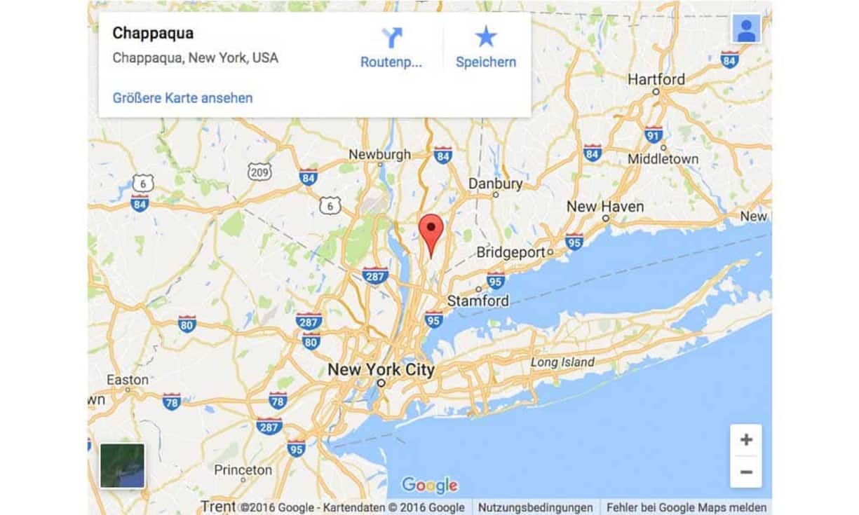 Chappaqua ist ein Dorf mit 1436 Einwohnern im Bundesstaat New York.