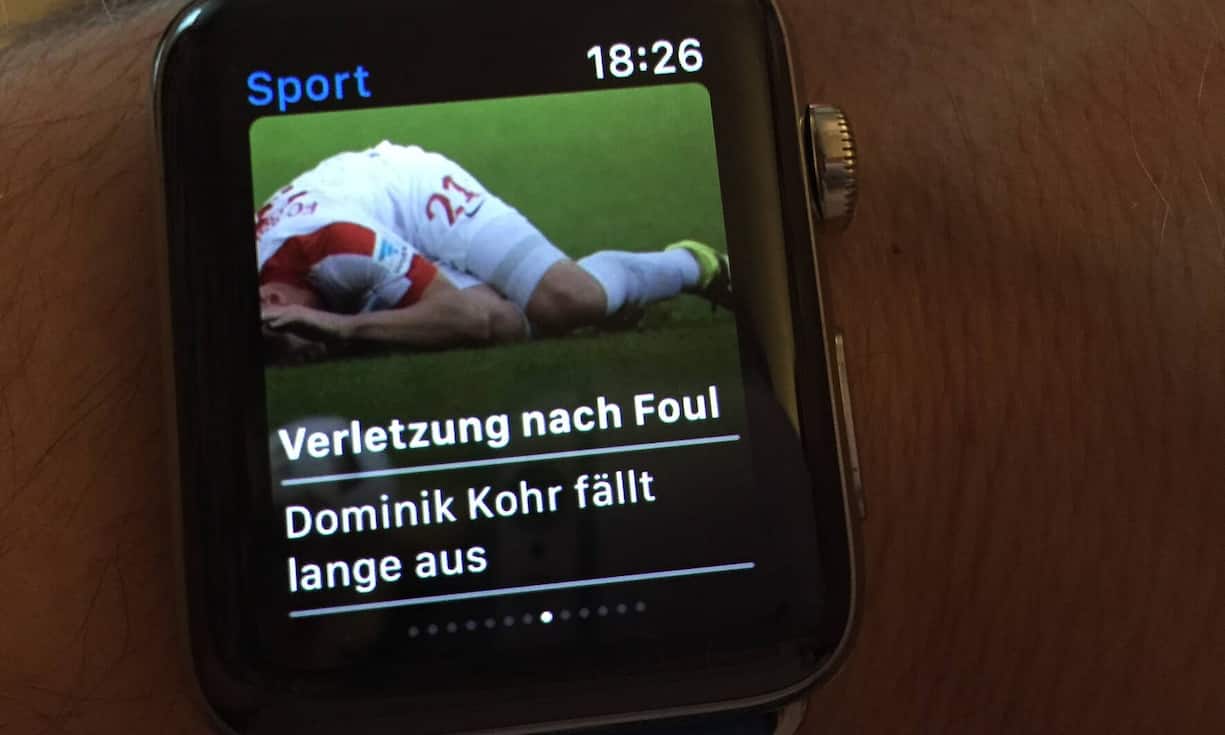 Nur wenige sind bisher aber für die Uhr wirklich speziell programmiert worden. «Die Welt» zeigt, wies gehen könnte: Zuerst ein Bild, mit Titel - wischt man vertikal, kommen weitere Themen, mit Bild und Titel...