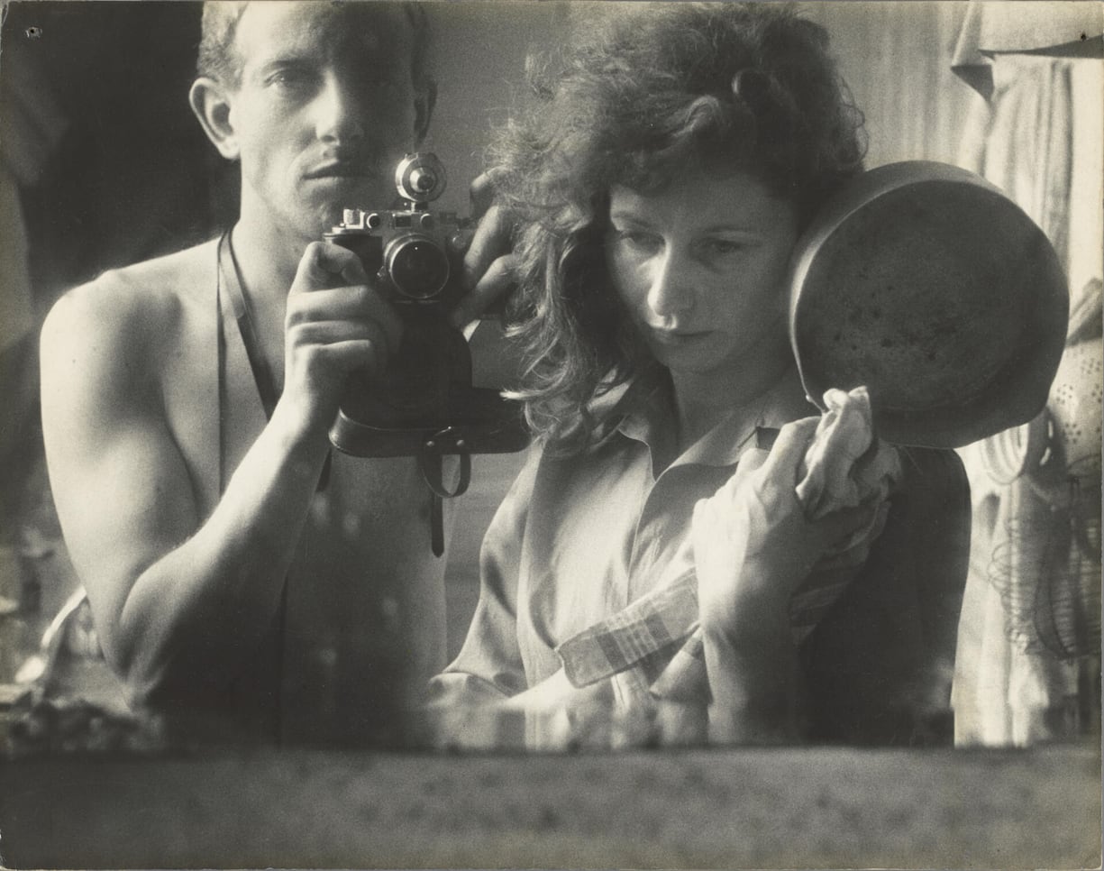 8. Ed van der Elsken, Self-portrait with Ata Kandó in the mirror of their apartment, Sèvres 1952. Gelatin silver print on cardboard, printed before 1955. Rijksmuseum, Amsterdam © Ed van der Elsken estate : Nederlands Fotomuseum.jpg
