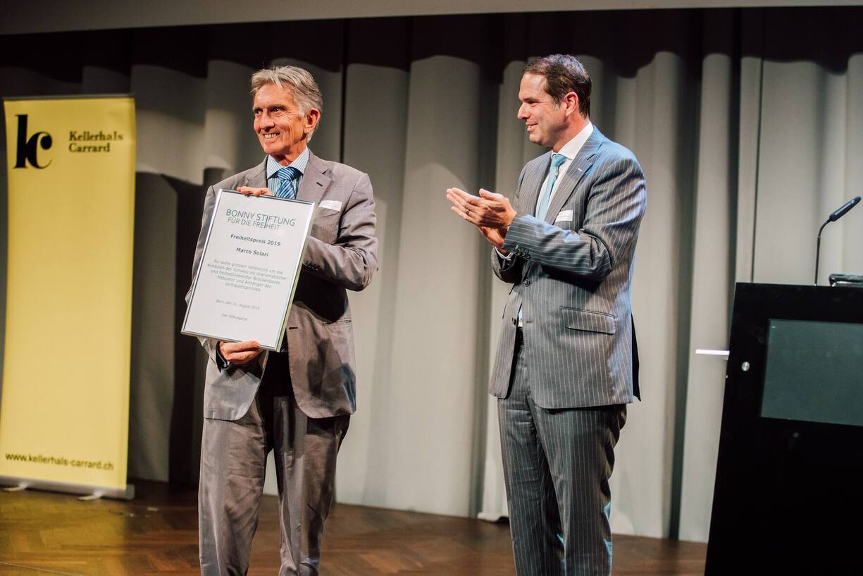 Marco Solari (Locarno Film Festival) und Beat BrechtbÃ¼hl (Kellerhals-Carrard)