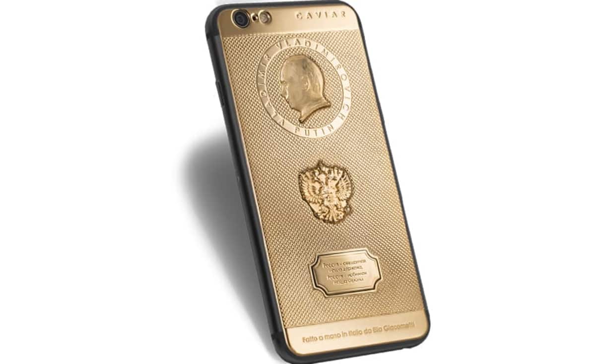 Die iPhone-Kollektion des russisch-italienischen Juwelierhauses umfasst viele Modelle. Anhänger von Putin könnte das iPhone mit seinem Porträt gefallen (Preis: 2'800 Franken).