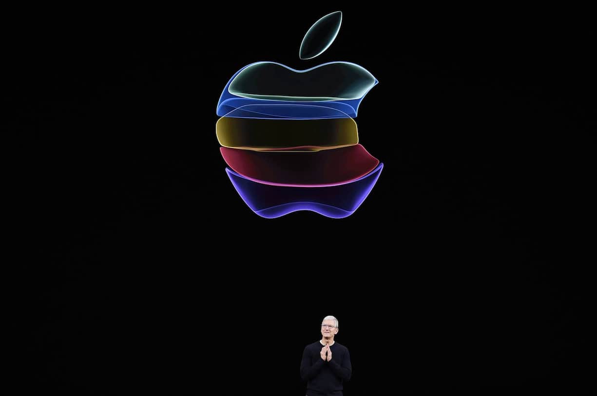 Tim Cook, chief executive officer of Apple Inc., speaks during an event at the Steve Jobs Theater in Cupertino, California, U.S., on Tuesday, Sept. 10, 2019. Apple unveiled the iPhone 11 that will replace the XR and start at $699. Photographer: David Paul Morris/Bloomberg