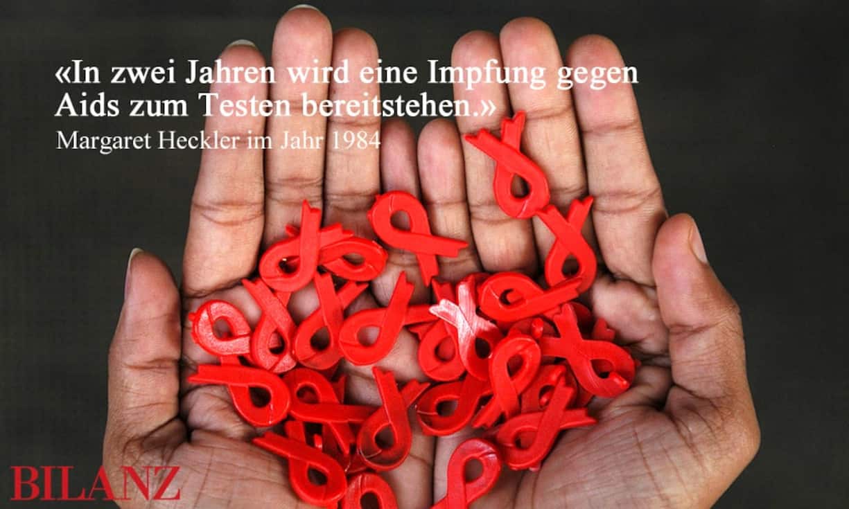 Diese Prognose hätte sich die damalige amerikanische Gesundheitsministerin lieber sparen sollen, denn auch nach mehr als einem Vierteljahrhundert gibt es keinen verlässlichen Impfstoff gegen die Immunschwächekrankheit Aids. Trotz wiederkehrenden vielversprechenden Forschungsansätzen stellt sich das Ganze als grosse Herausforderung dar. Keystone