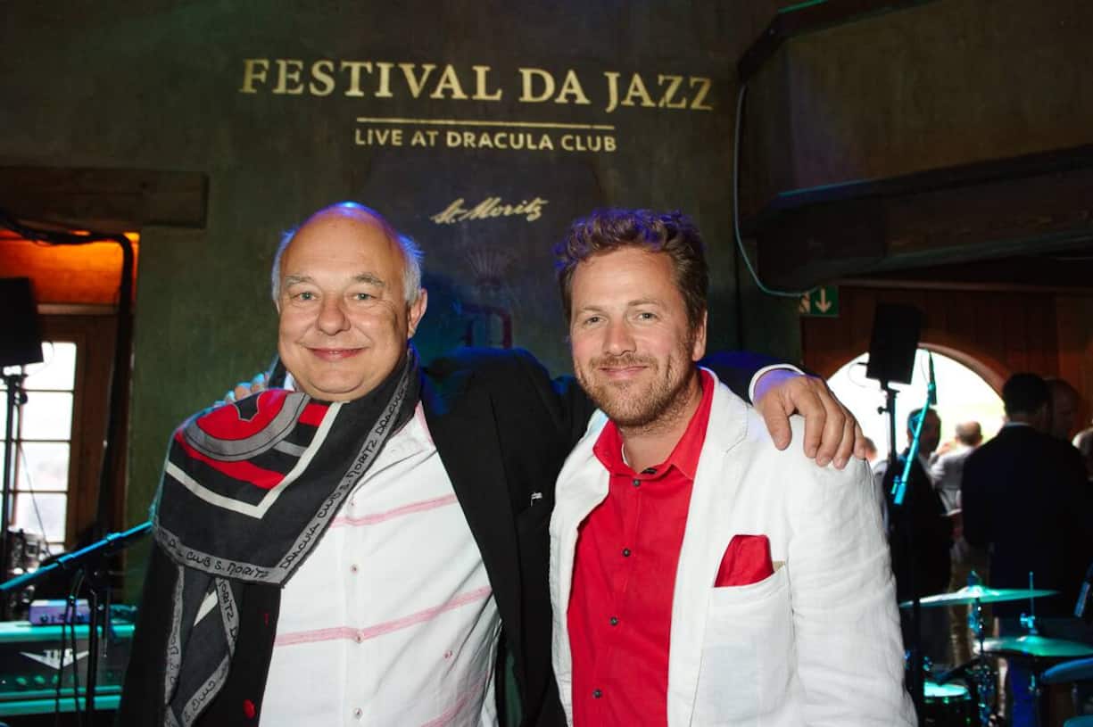 Rolf Sachs, Präsident Dracula's Ghost Riders Club; Christian Jott Jenny, künstlerischer Direktor Festival da Jazz.