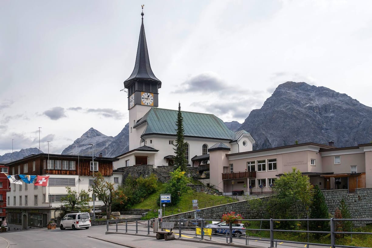 Evangelische Dorfkirche, Arosa, Graubünden, Schweiz,