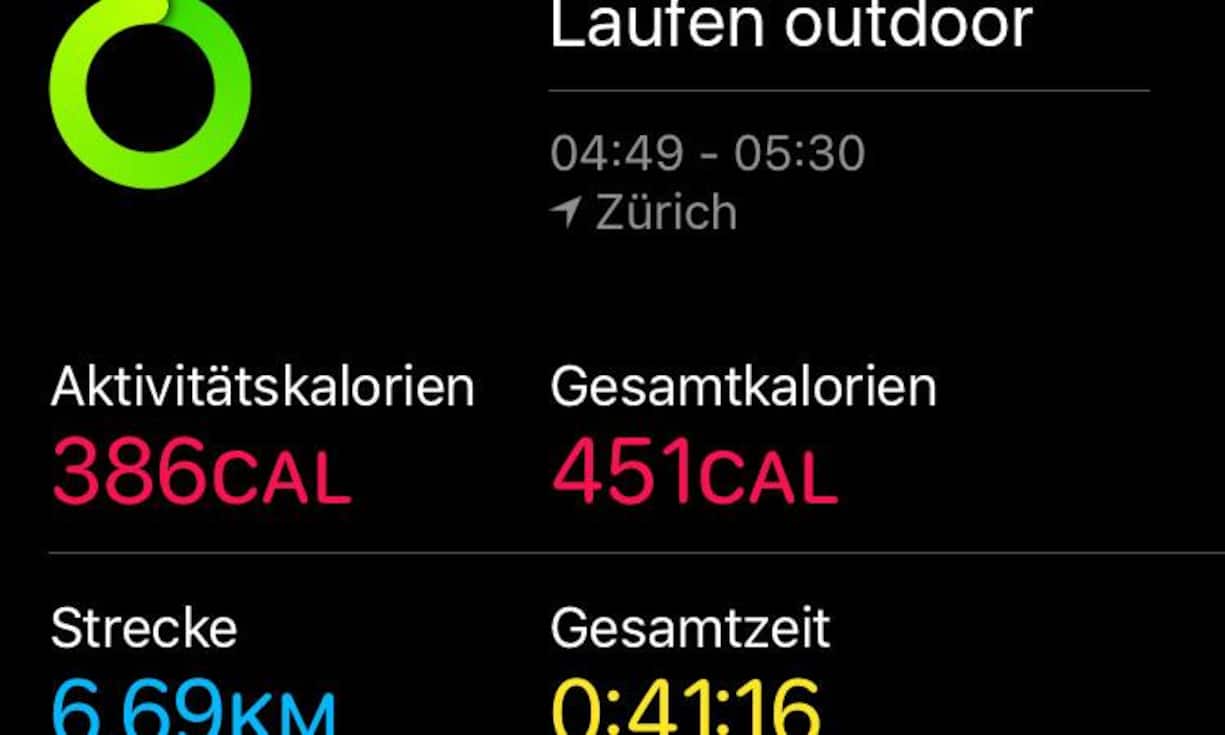 Detaillierte Infos zu jeder Trainingseinheit kann man sich anzeigen lassen...