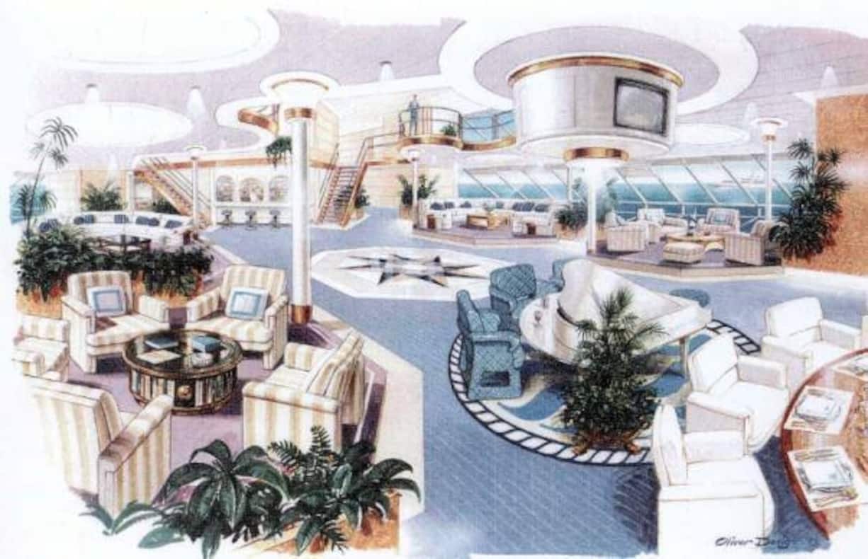 Palmen im Inneren der Yacht.