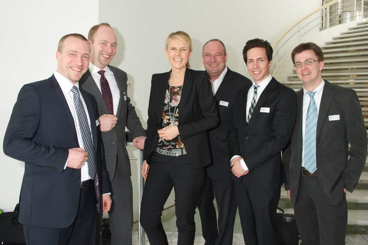 Das Gastgeberteam: David Maus, energy factory AG; Justus Julius Kunz, Institut für Führung und Personalmanagement; Heike Bruch, Professorin, Institut für Führung und Personalmanagement; Jens Maier, Institut für Führung und Personalmanagement; Markus Rittich, Institut für Führung und Personalmanagement; Hendrik Hüttermann, Institut für Führung und Personalmanagement