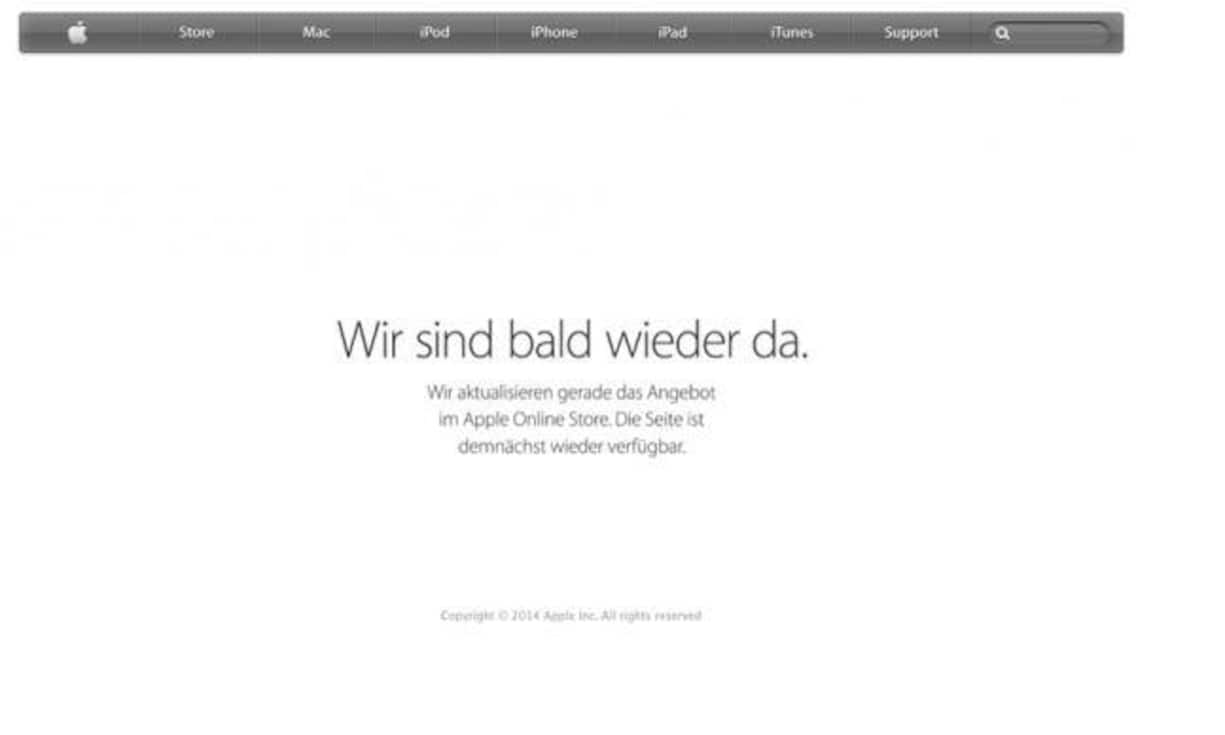 Die Anzeichen verdichteten sich: Am Nachmittag hat Apple seinen Online Store vom Netz genommen. Das ist nicht selten vor Präsentationen der Fall - ein Hinweis darauf, dass neue Produkte eingepflegt werden. apple.ch