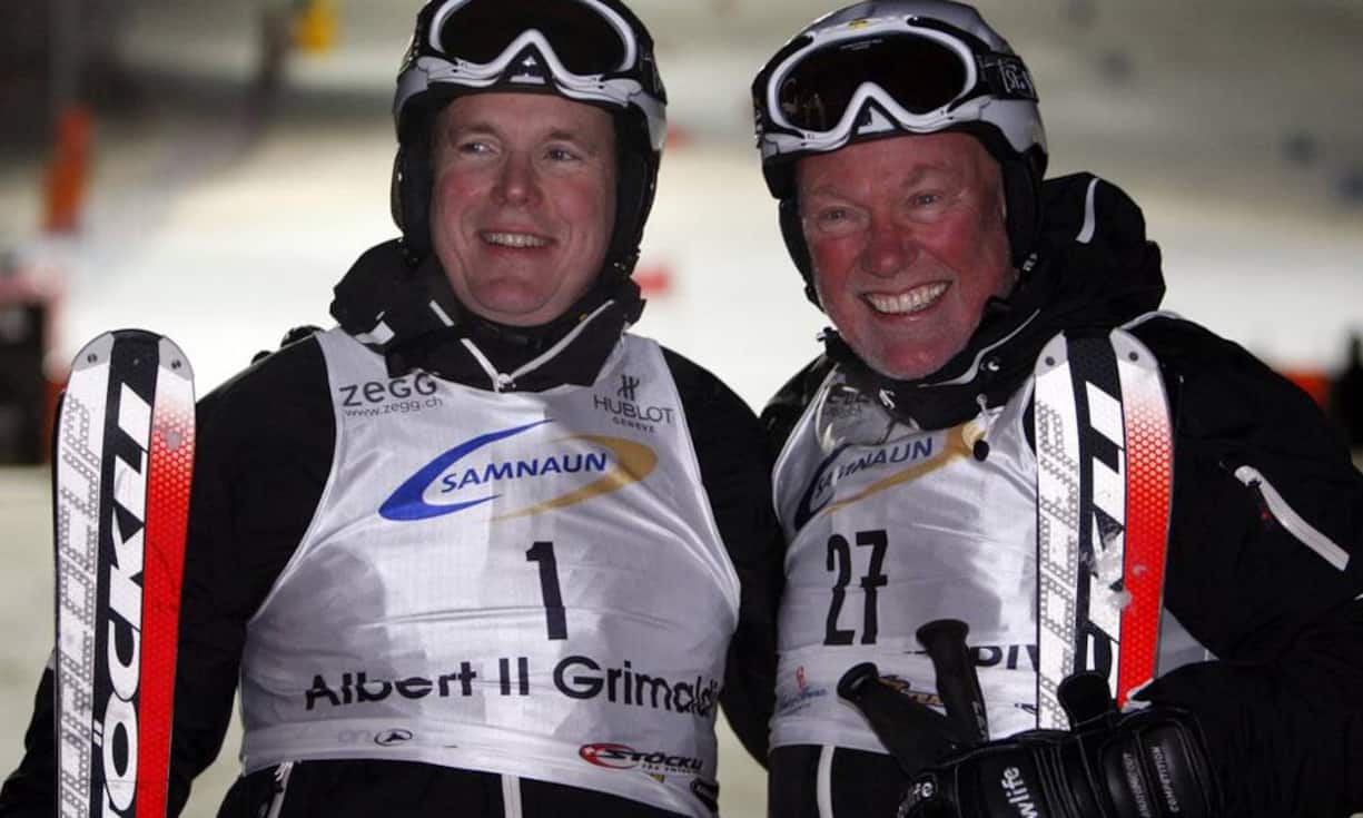 Der Uhrenpatron an einem Charity-Skirennen mit Fürst Albert von Monaco.