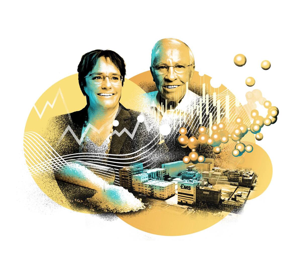 Sieht sich bei Ems mit einem ­schleppenden ­Geschäftsgang konfrontiert: Magdalena ­Martullo-Blocher mit Vater ­Christoph Blocher.